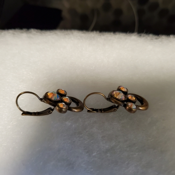 NIB Touchstone Crystal By Swarovski Retired Antigue Gold Necklace and Earrings - Picture 4 of 8